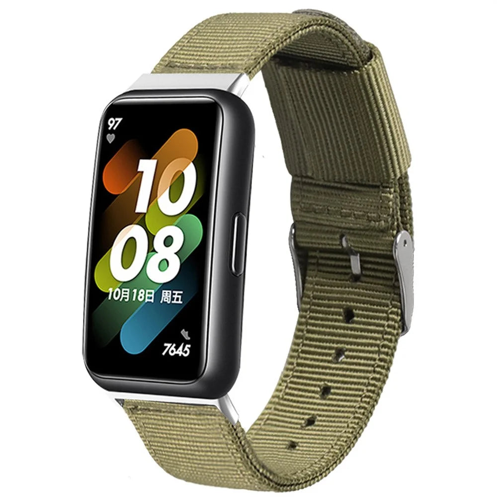 For Honor Band 10  /  9 Woven Nylon Watch Band Pin Buckle Strap - Army Green - 2