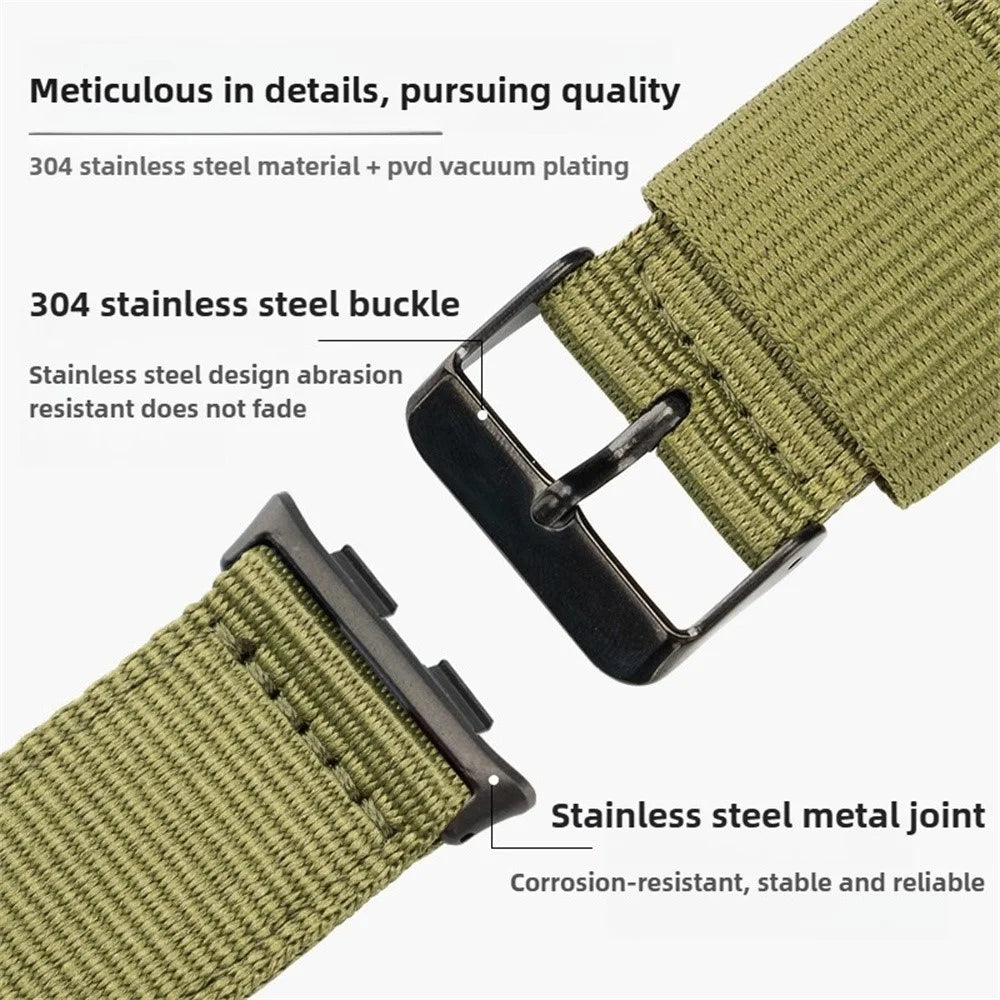 For Honor Band 10  /  9 Woven Nylon Watch Band Pin Buckle Strap - Army Green - 4