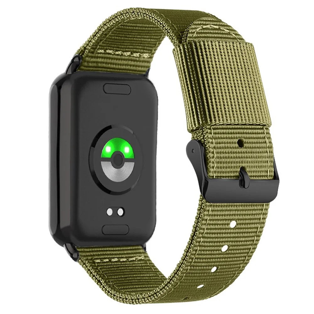 For Xiaomi Smart Band 10 Pro / 9 Pro / 8 Pro / Redmi Watch 6 / 5 / 4 Woven Nylon Watch Band Pin Buckle Strap - Army Green - 1