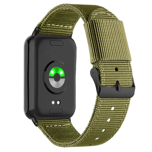 For Xiaomi Smart Band 10 Pro / 9 Pro / 8 Pro / Redmi Watch 6 / 5 / 4 Woven Nylon Watch Band Pin Buckle Strap - Army Green - 1