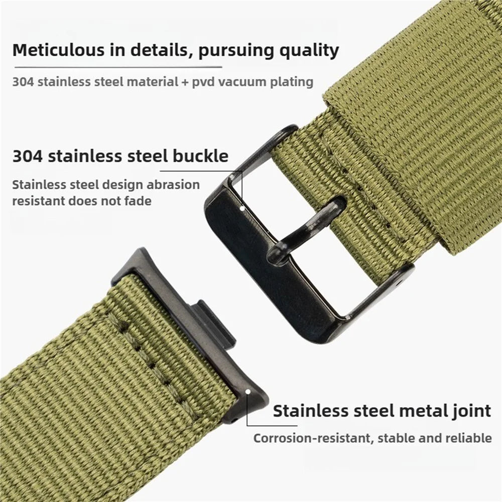 For Xiaomi Smart Band 10 Pro / 9 Pro / 8 Pro / Redmi Watch 6 / 5 / 4 Woven Nylon Watch Band Pin Buckle Strap - Army Green - 2