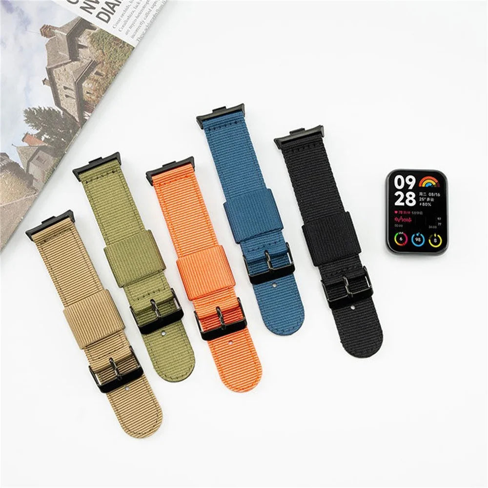For Xiaomi Smart Band 10 Pro / 9 Pro / 8 Pro / Redmi Watch 6 / 5 / 4 Woven Nylon Watch Band Pin Buckle Strap - Army Green - 5