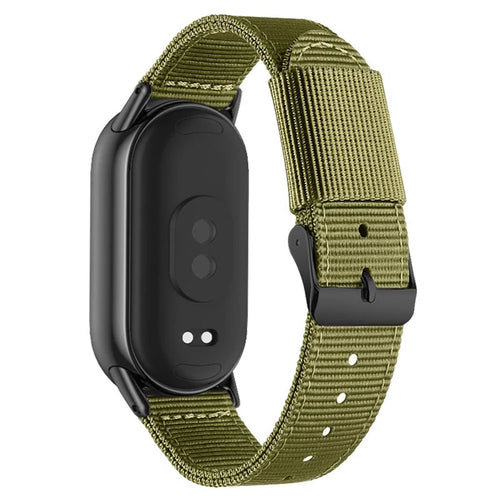 For Xiaomi Smart Band 10  /  9  /  8 Woven Nylon Watch Band Pin Buckle Strap - Army Green - 1