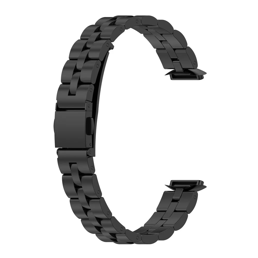 Stainless Steel Watch Band 3 Beads Accurate Cutting Process Replacement Bracelet Wristband for Fitbit Luxe / Special Edition - Black - 1