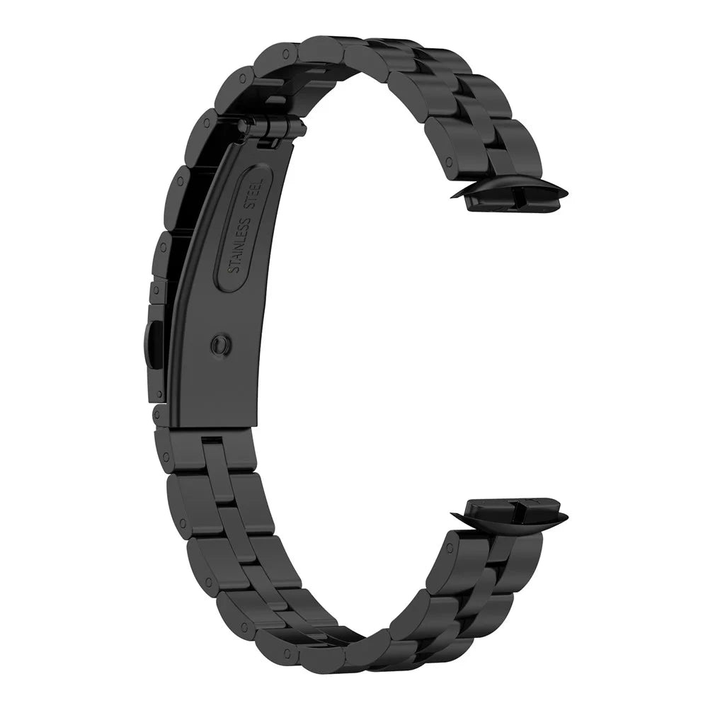 Stainless Steel Watch Band 3 Beads Accurate Cutting Process Replacement Bracelet Wristband for Fitbit Luxe / Special Edition - Black - 4