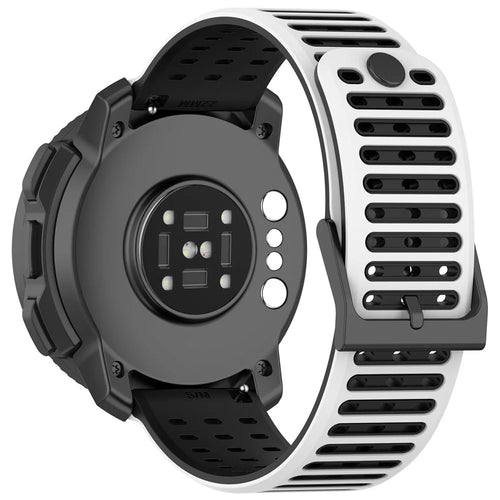 22mm Breathable Silicone Strap for Suunto Vertical 2 / Samsung Galaxy Watch3 45mm / Watch 46mm / Gear S3 Classic / Frontier Adjustable Watch Band - White / Black - 1