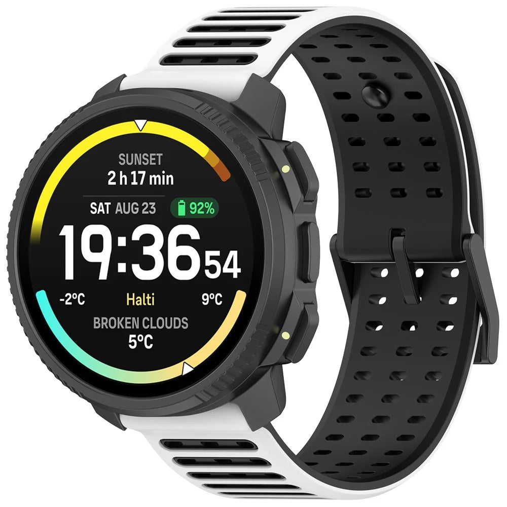 22mm Breathable Silicone Strap for Suunto Vertical 2 / Samsung Galaxy Watch3 45mm / Watch 46mm / Gear S3 Classic / Frontier Adjustable Watch Band - White / Black - 2