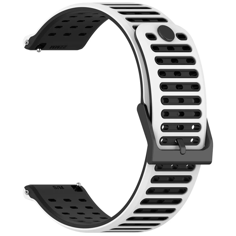 22mm Breathable Silicone Strap for Suunto Vertical 2 / Samsung Galaxy Watch3 45mm / Watch 46mm / Gear S3 Classic / Frontier Adjustable Watch Band - White / Black - 3