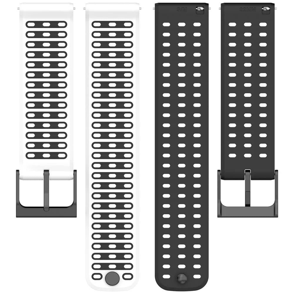22mm Breathable Silicone Strap for Suunto Vertical 2 / Samsung Galaxy Watch3 45mm / Watch 46mm / Gear S3 Classic / Frontier Adjustable Watch Band - White / Black - 5
