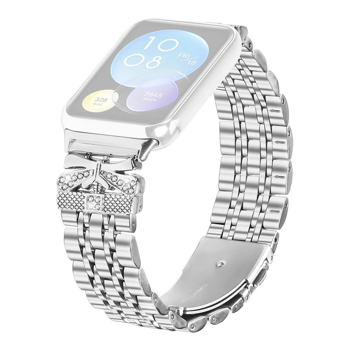 Metal Watch Band for Xiaomi Smart Band 10 Pro / 9 Pro / 8 Pro / Redmi Watch 6 / 5 / 4 Rhinestone Butterfly Decor Stainless Steel Silver Wrist Band - 1