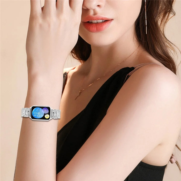 Metal Watch Band for Xiaomi Smart Band 10 Pro / 9 Pro / 8 Pro / Redmi Watch 6 / 5 / 4 Rhinestone Butterfly Decor Stainless Steel Silver Wrist Band - 6