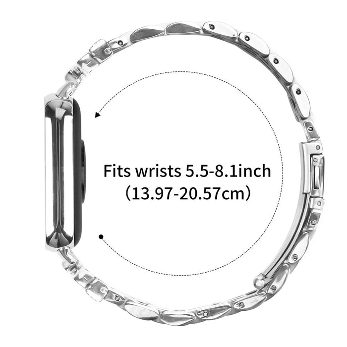 Metal Watch Band for Xiaomi Smart Band 10 Pro / 9 Pro / 8 Pro / Redmi Watch 6 / 5 / 4 Rhinestone Butterfly Decor Stainless Steel Silver Wrist Band - 7