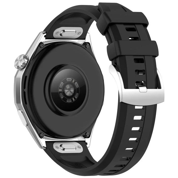 22mm Quick Release Button Silicone Band for Huawei Watch Ultimate 2 / Ultimate / GT 6 / 6 Pro 46mm Replacement Watch Strap - Black - 1