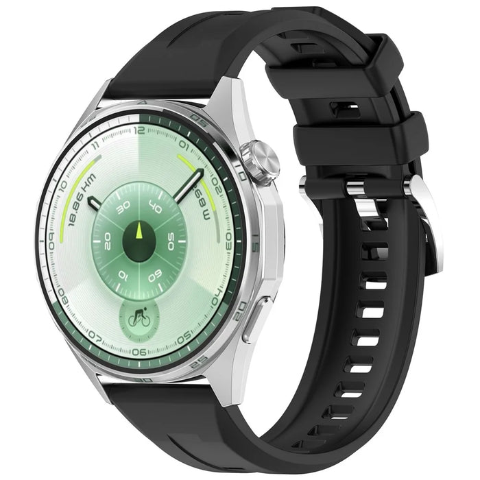22mm Quick Release Button Silicone Band for Huawei Watch Ultimate 2 / Ultimate / GT 6 / 6 Pro 46mm Replacement Watch Strap - Black - 4