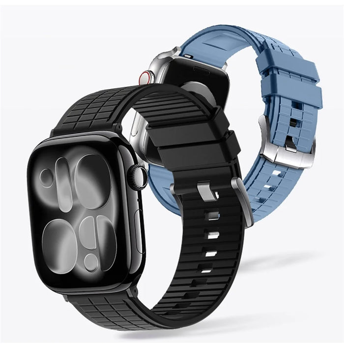 Fluorubber Strap for Apple Watch Series 11 10 42mm  /  9 8 7 41mm  /  SE3 SE2 SE 6 5 4 40mm  /  3 2 1 38mm Quick Release Breathable Watch Band - Black - 5