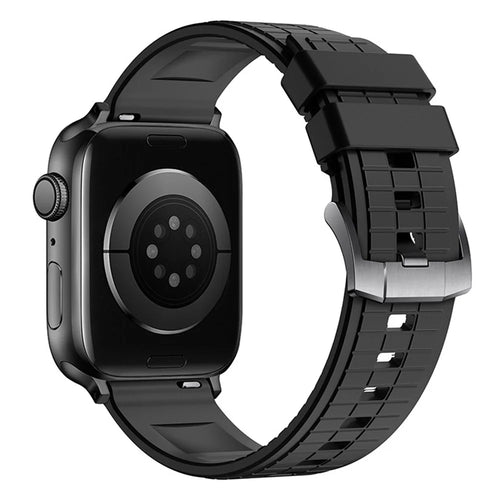 Fluorubber Strap for Apple Watch Ultra 3 2 1 49mm  /  Series 11 10 46mm  /  9 8 7 45mm  /  SE3 SE2 SE 6 5 4 44mm  /  3 2 1 42mm Quick Release Breathable Watch Band - Black - 1