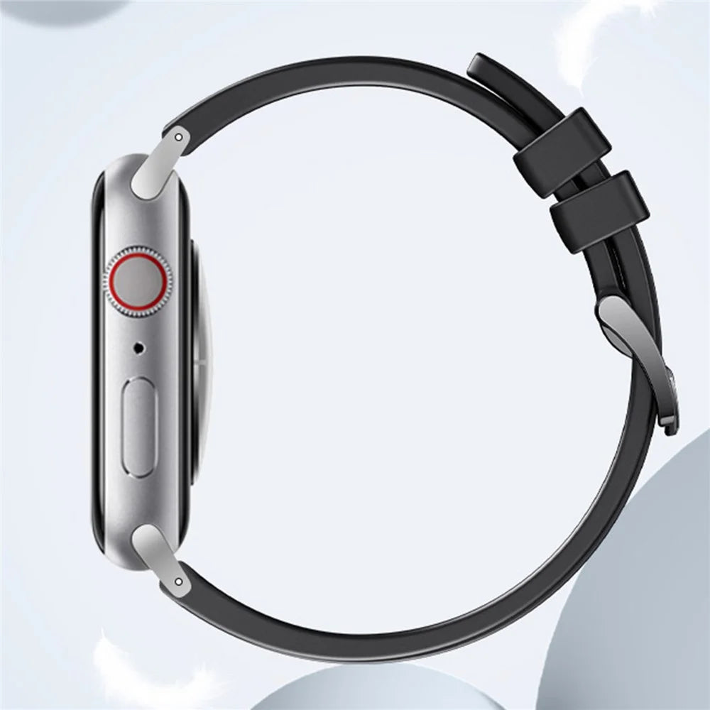 Fluorubber Strap for Apple Watch Ultra 3 2 1 49mm  /  Series 11 10 46mm  /  9 8 7 45mm  /  SE3 SE2 SE 6 5 4 44mm  /  3 2 1 42mm Quick Release Breathable Watch Band - Black - 4