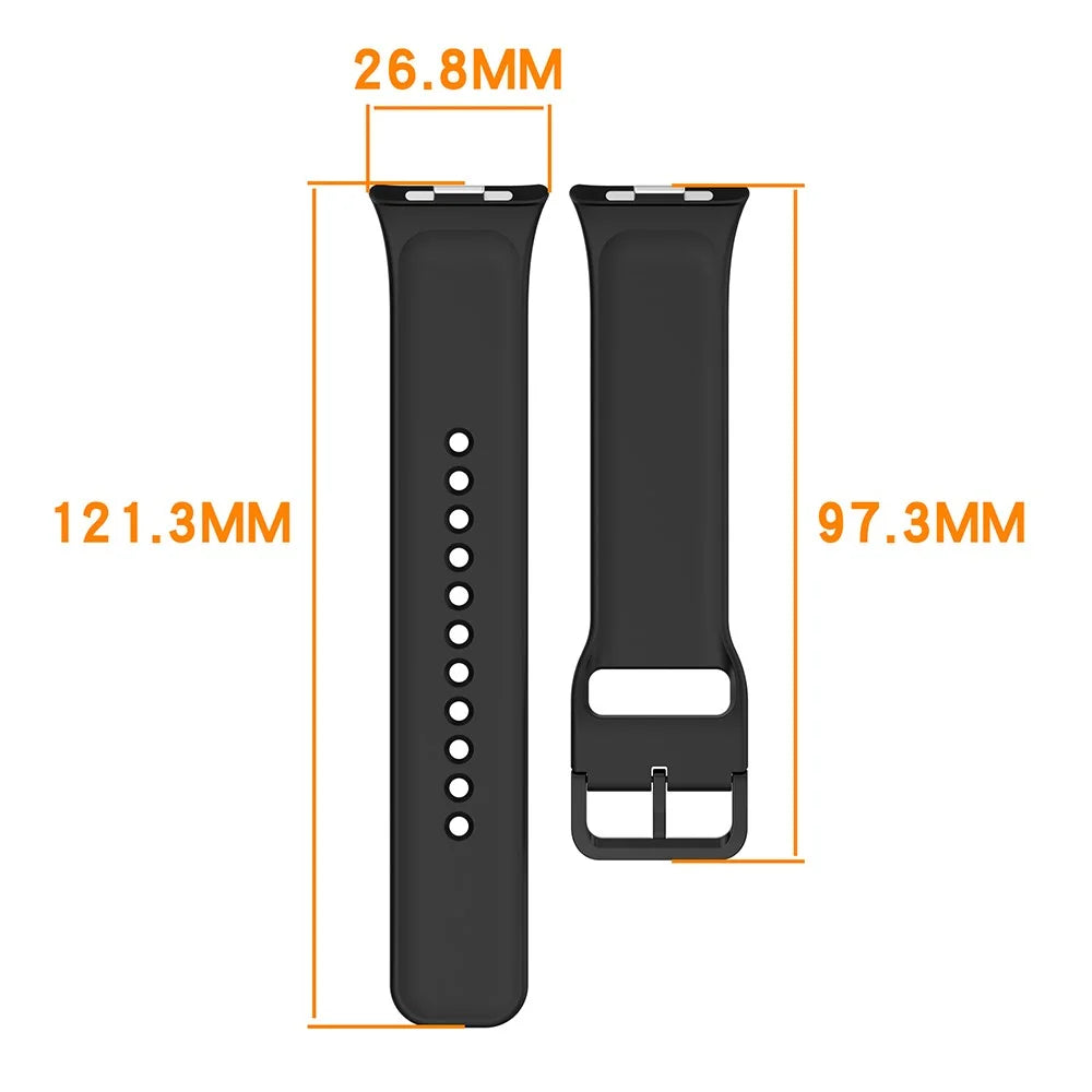 Silicone Watch Band for Xiaomi Smart Band 10 Pro / 9 Pro / 8 Pro / Redmi Watch 6 / 5 / 4 Replacement Strap with Pin Buckle - Black - 6