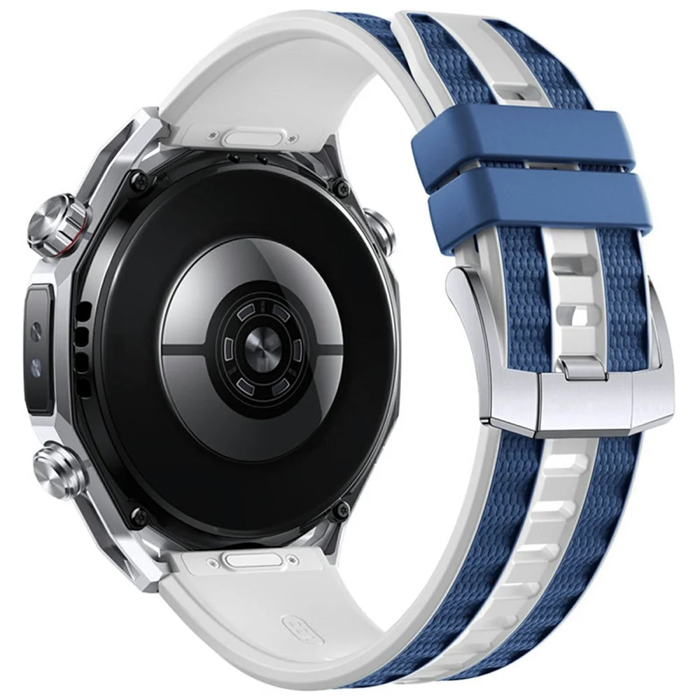 22mm Dual Color Watch Band for Huawei Watch GT 5 Pro / 5 / 4 /  46mm / Watch 4 Quick Release Silicone Strap - Blue - 1