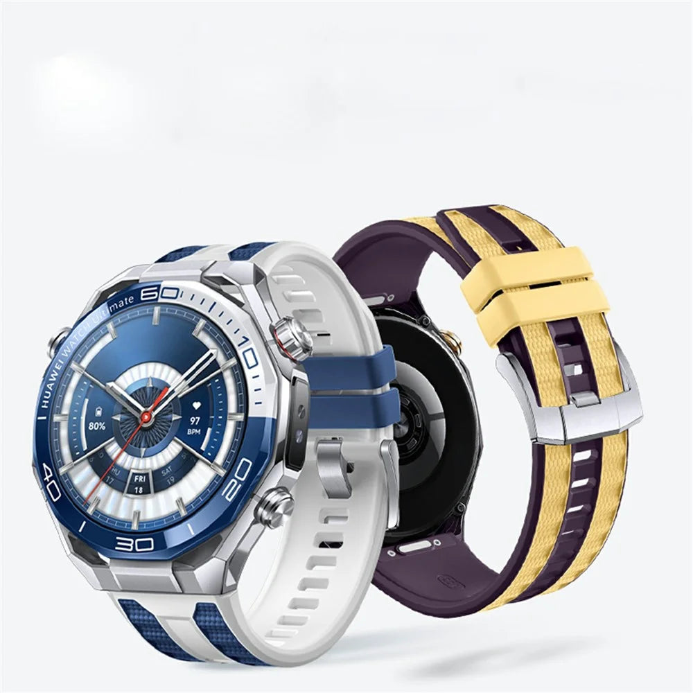 22mm Dual Color Watch Band for Huawei Watch GT 5 Pro / 5 / 4 /  46mm / Watch 4 Quick Release Silicone Strap - Blue - 4
