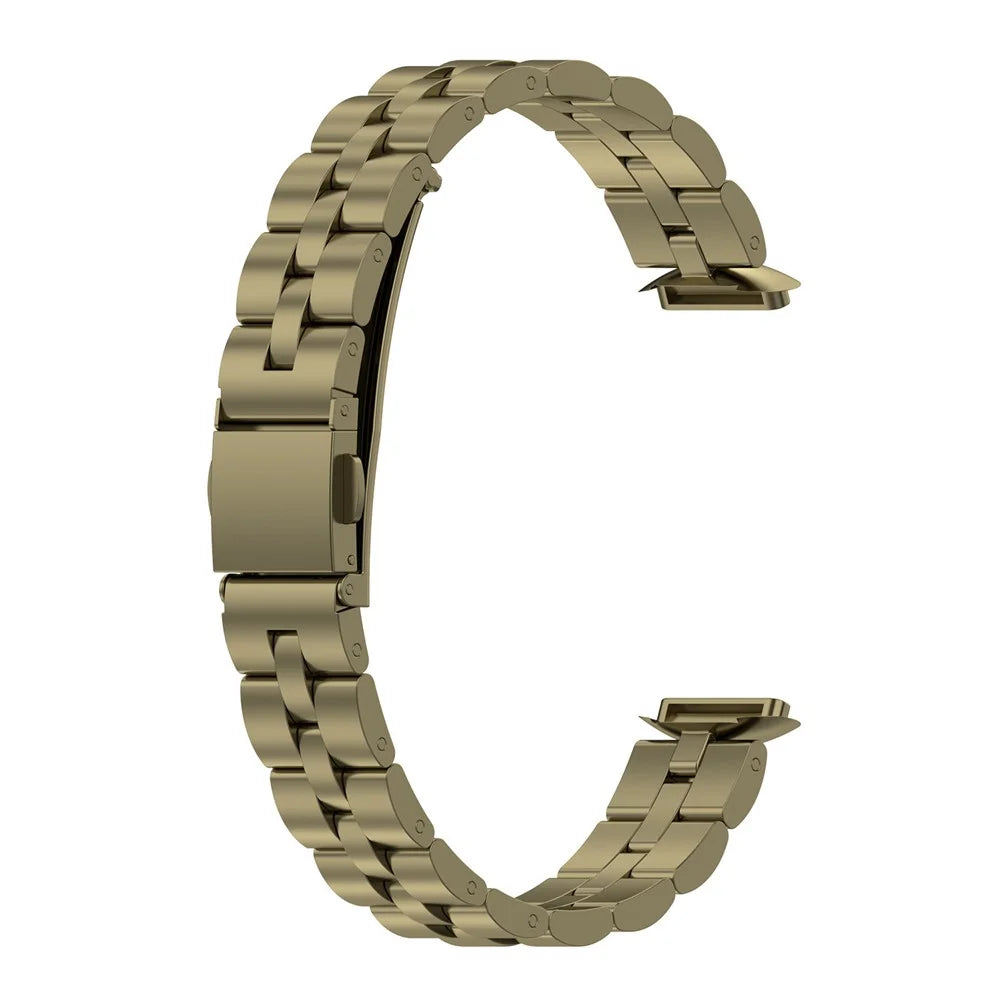 Stainless Steel Band Three Beads Flat Buckles Watch Strap Replacement for Fitbit Luxe/Special Edition - Gold - 2