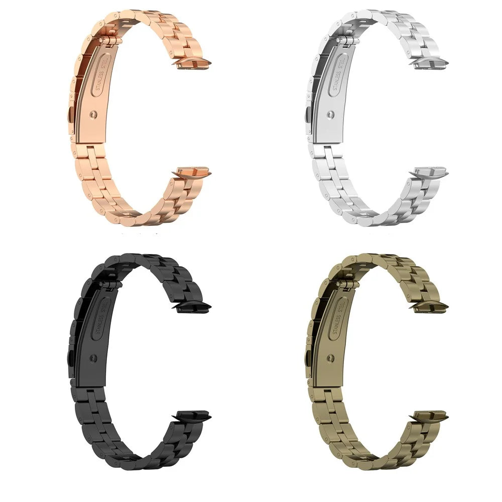 Stainless Steel Band Three Beads Flat Buckles Watch Strap Replacement for Fitbit Luxe/Special Edition - Gold - 6