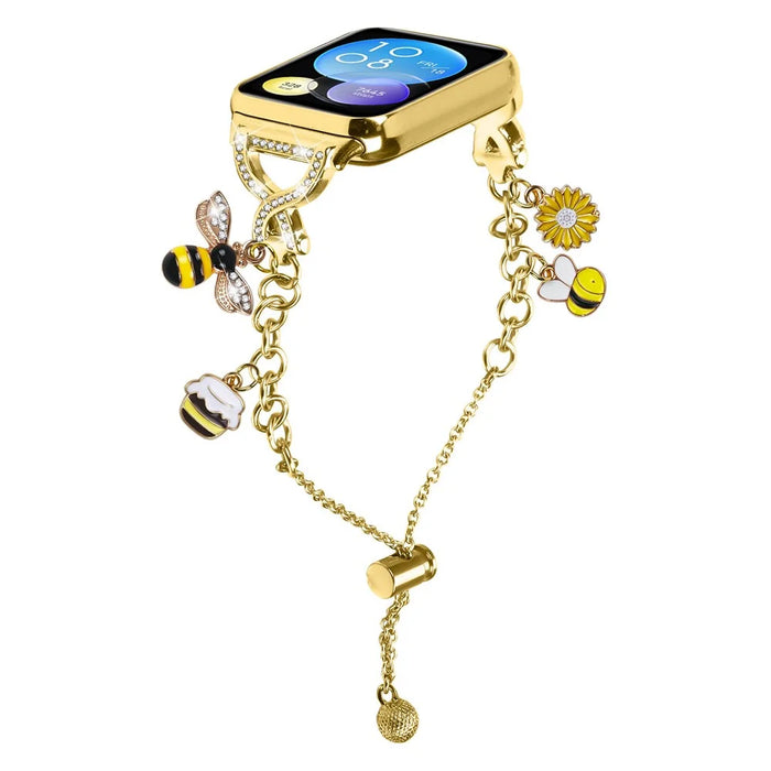 Electroplated Single Chain Style Watchband for Xiaomi Smart Band 10 Pro / 9 Pro / 8 Pro / Redmi Watch 6 / 5 / 4 Metal Sliding Bracelet Strap - Gold - 2