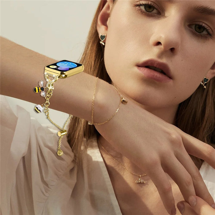 Electroplated Single Chain Style Watchband for Xiaomi Smart Band 10 Pro / 9 Pro / 8 Pro / Redmi Watch 6 / 5 / 4 Metal Sliding Bracelet Strap - Gold - 5