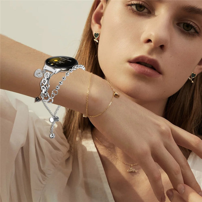 Silver Double Chain Link Metal Strap for Google Pixel Watch 4 41mm / Watch 3 41mm / Watch 2 / Watch Drawstring Adjustable Watch Band - 5