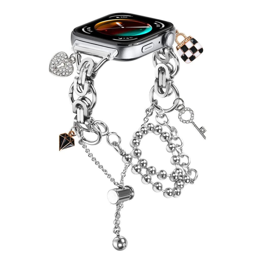 Silver Double Chain Link Metal Strap for Huawei Watch Fit 3 / Watch 4 / 4 Pro Watch Band Drawstring Adjustable - 2