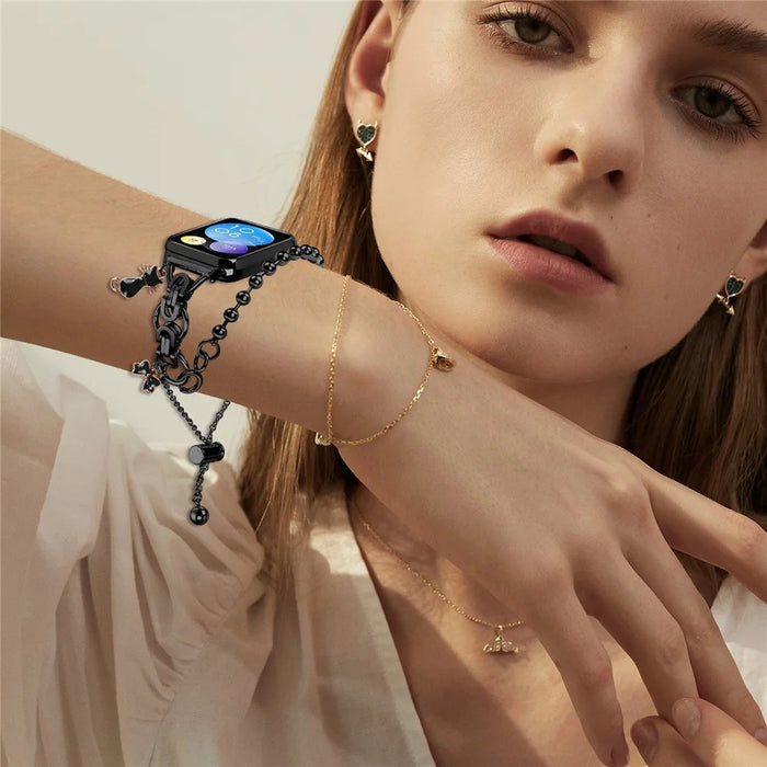 Electroplated Double Chain Link Metal Strap for Xiaomi Smart Band 10 Pro / 9 Pro / 8 Pro / Redmi Watch 6 / 5 / 4 Watch Band Drawstring Adjustable - Black - 5