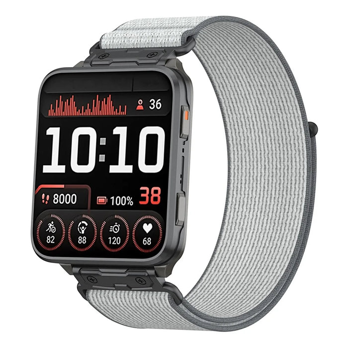 For Garmin Venu X1 Nylon Loop Strap with Metal Connector Quick Release Breathable Watch Band - Grey - 3
