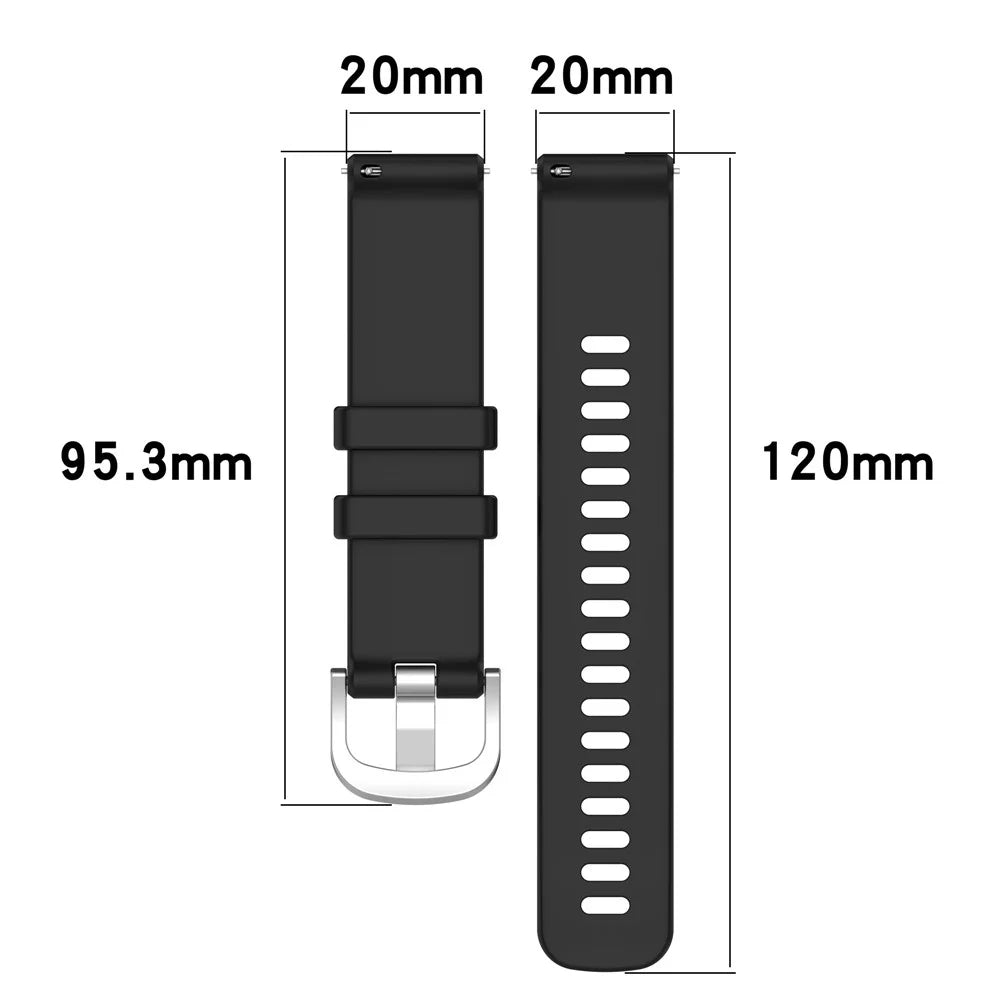 20mm Glossy Watch Band for Garmin Forerunner 570 42mm / Forerunner 245 / Approach S50 Adjustable Silicone Strap - Black - 6
