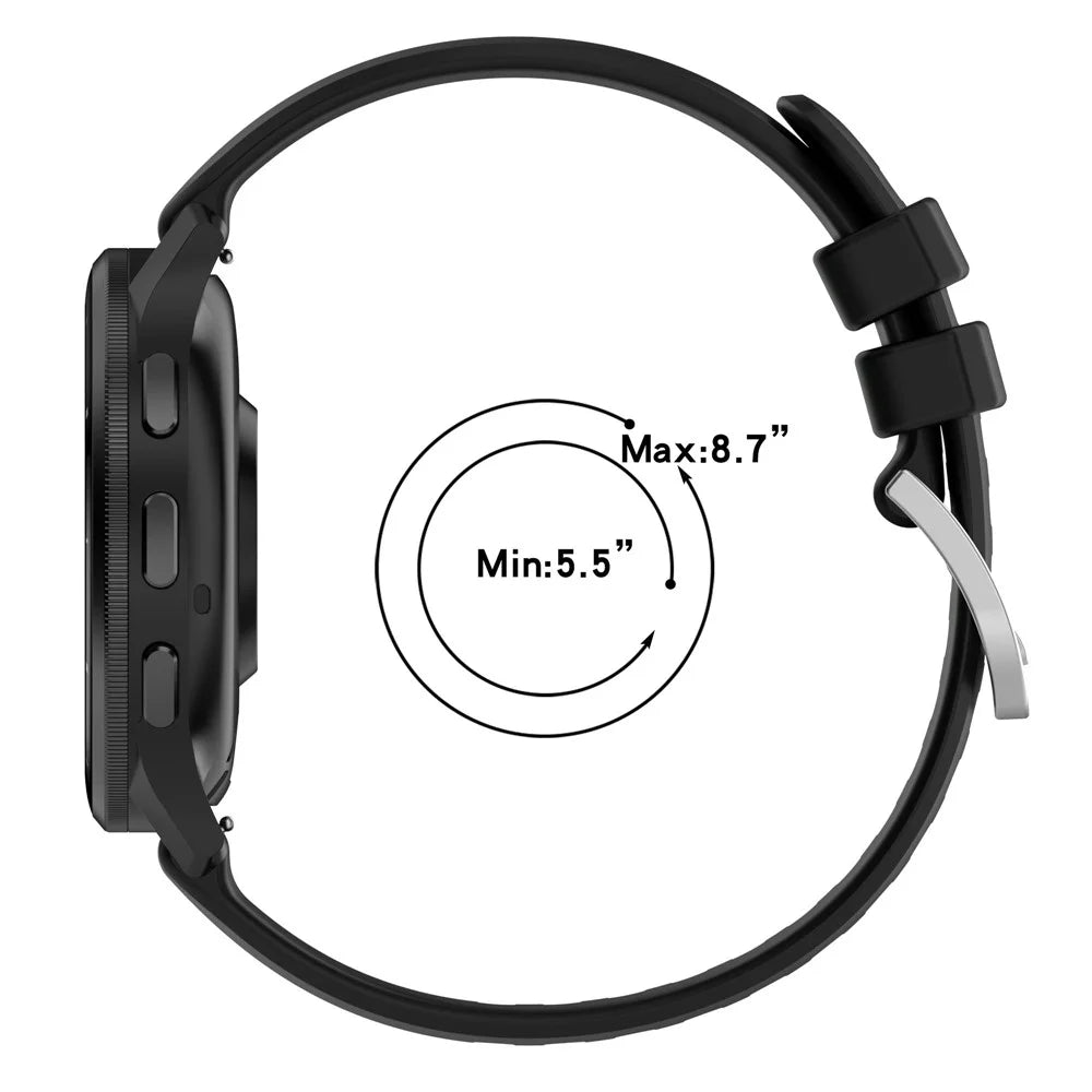 20mm Glossy Watch Band for Garmin Forerunner 570 42mm / Forerunner 245 / Approach S50 Adjustable Silicone Strap - Black - 7