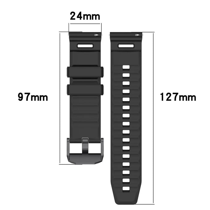 24mm Armor Watch Band for Coros Nomad / Garmin Venu X1 / TicWatch Atlas Adjustable Silicone Strap - Black - 7