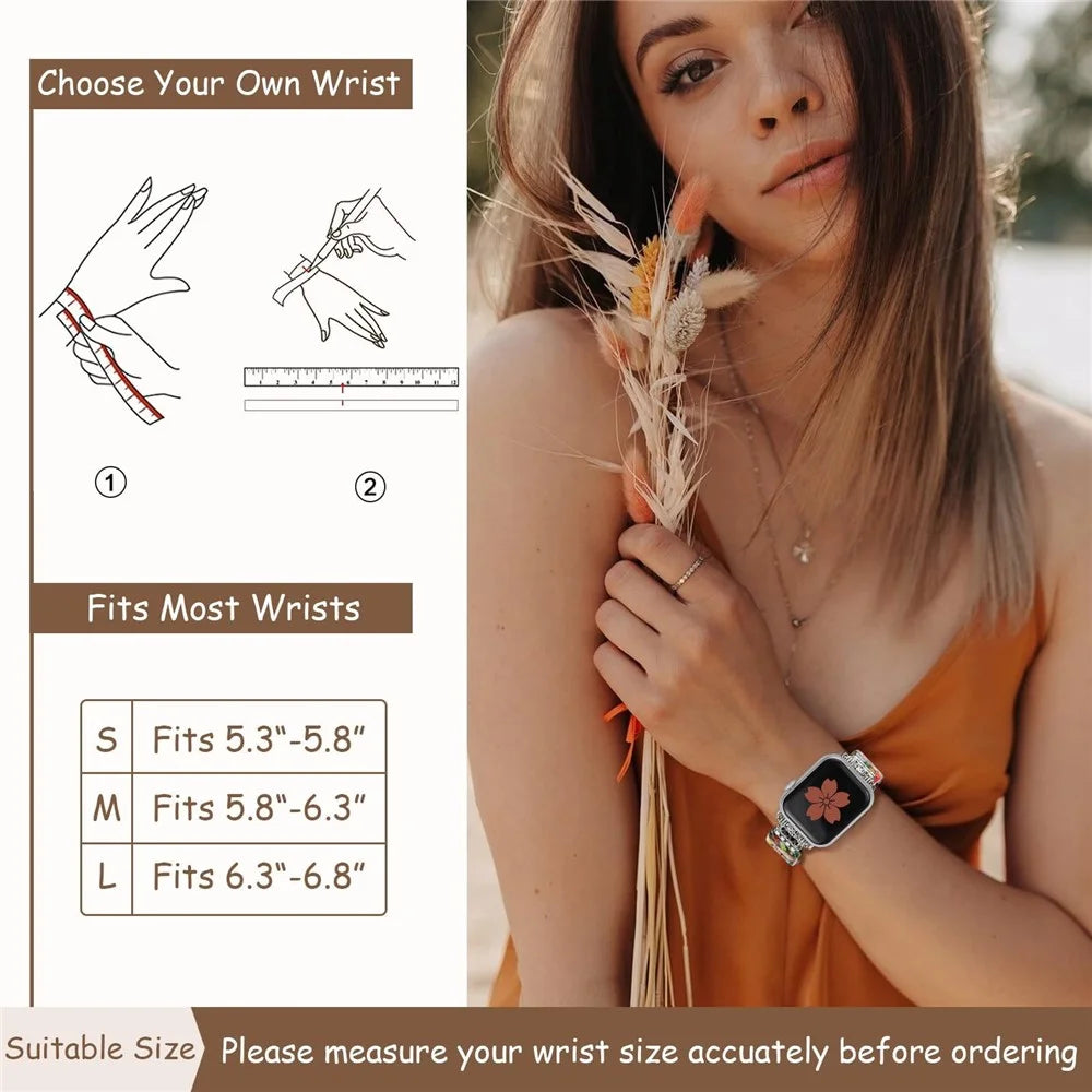 Ceramic + Metal Strap for Apple Watch Series 11 10 42mm  /  9 8 7 41mm  /  SE3 SE2 SE 6 5 4 40mm  /  3 2 1 38mm Attractive Bracelet Watch Band - Colorful - 7