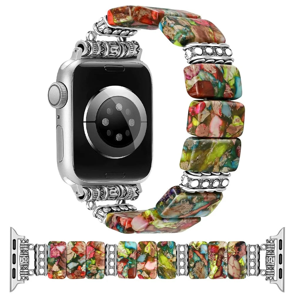 Ceramic + Metal Strap for Apple Watch Ultra 3 2 1 49mm  /  Series 11 10 46mm  /  9 8 7 45mm  /  SE3 SE2 SE 6 5 4 44mm  /  3 2 1 42mm Attractive Bracelet Watch Band - Colorful - 1