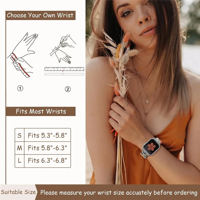 Ceramic + Metal Strap for Apple Watch Ultra 3 2 1 49mm  /  Series 11 10 46mm  /  9 8 7 45mm  /  SE3 SE2 SE 6 5 4 44mm  /  3 2 1 42mm Attractive Bracelet Watch Band - Colorful - 7