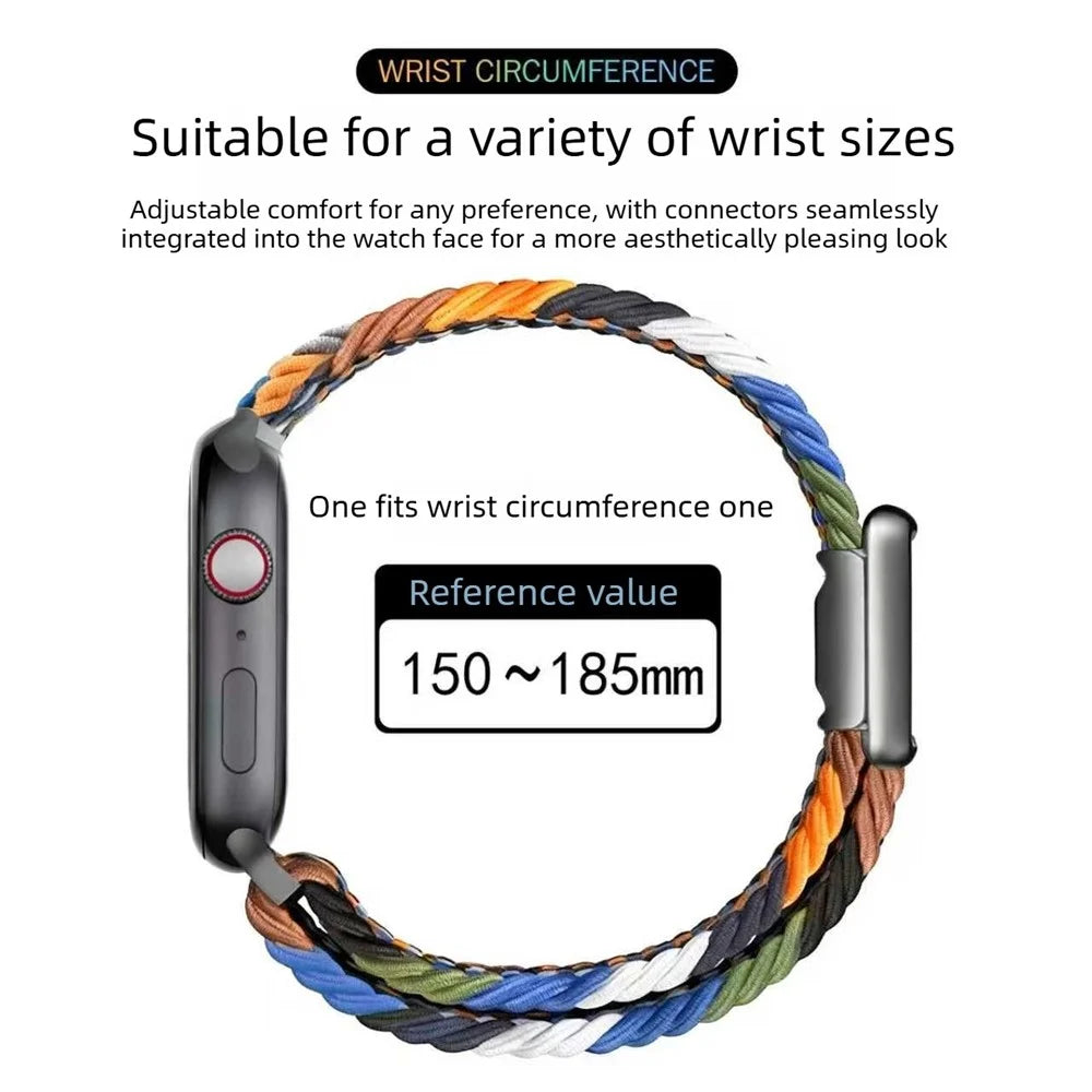 Magnetic Nylon Band for Apple Watch Ultra 3 2 1 49mm  /  Series 11 10 46mm  /  9 8 7 45mm  /  SE3 SE2 SE 6 5 4 44mm  /  3 2 1 42mm Adjustable Braided Watch Strap - Multi-color - 7