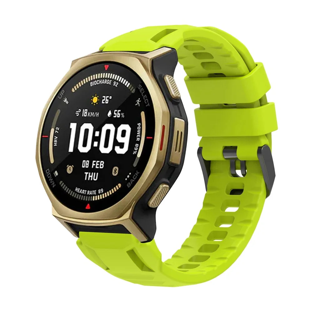 Solid Color Silicone Strap for Huami Amazfit T-Rex 3 Pro 44mm Breathable Anti-Slip Sport Watch Band - Light Green - 3