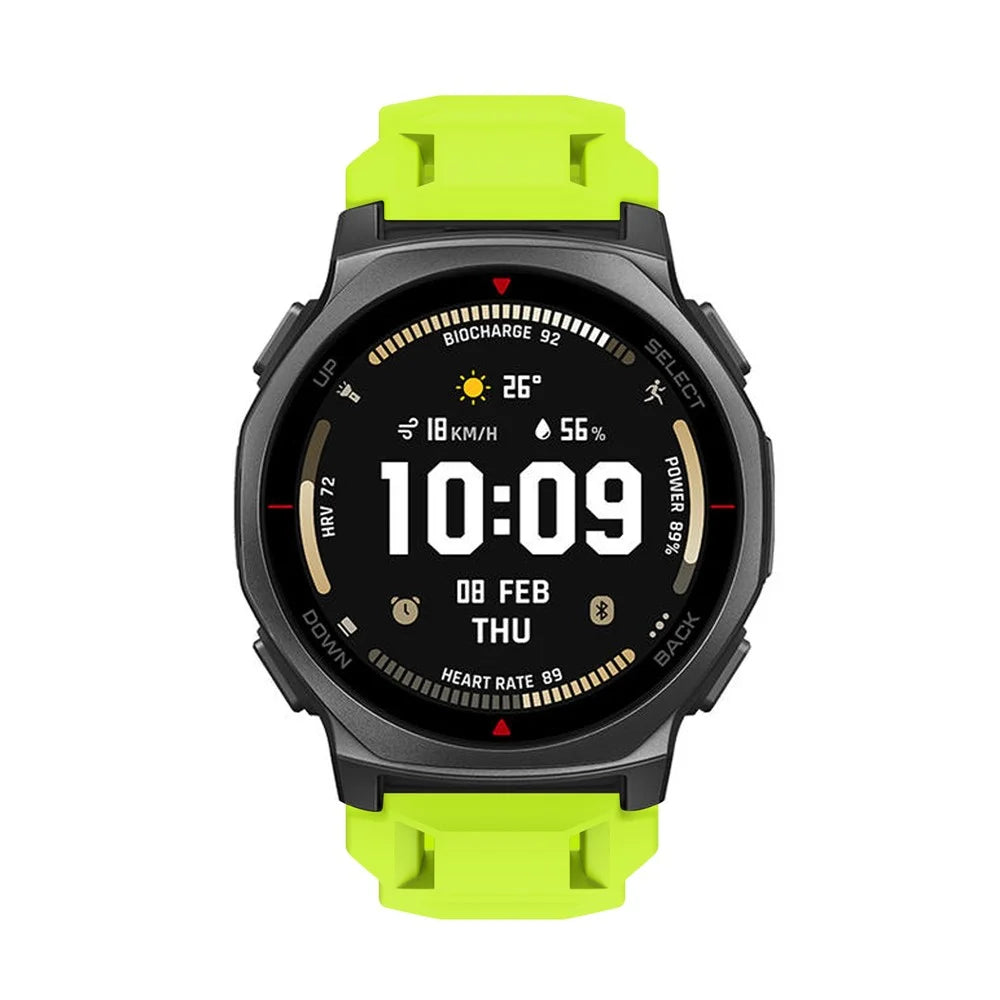 Solid Color Silicone Strap for Huami Amazfit T-Rex 3 Pro 44mm Breathable Anti-Slip Sport Watch Band - Light Green - 4