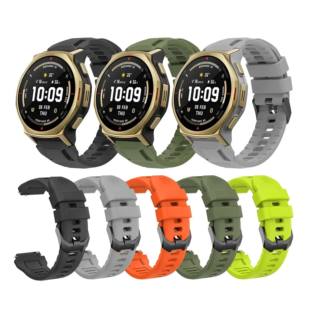 Solid Color Silicone Strap for Huami Amazfit T-Rex 3 Pro 44mm Breathable Anti-Slip Sport Watch Band - Light Green - 5