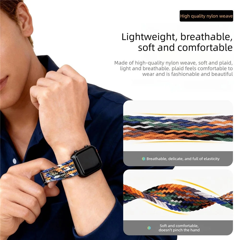 Magnetic Nylon Band for Apple Watch Series 11 10 42mm  /  9 8 7 41mm  /  SE3 SE2 SE 6 5 4 40mm  /  3 2 1 38mm Adjustable Braided Watch Strap - Multi-color - 2