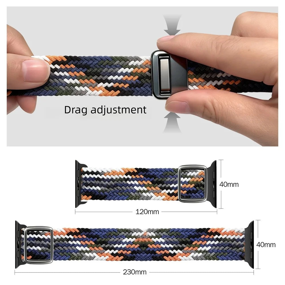 Magnetic Nylon Band for Apple Watch Series 11 10 42mm  /  9 8 7 41mm  /  SE3 SE2 SE 6 5 4 40mm  /  3 2 1 38mm Adjustable Braided Watch Strap - Multi-color - 5