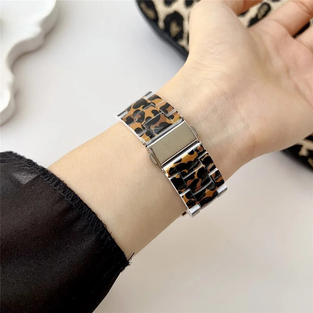 Leopard Pattern PC Watch Band for Samsung Galaxy Watch8 44mm / 40mm / 8 Classic 46mm Replacement Strap with Metal Buckle - Brown - 3