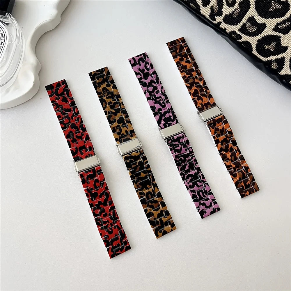 Leopard Pattern PC Watch Band for Samsung Galaxy Watch8 44mm / 40mm / 8 Classic 46mm Replacement Strap with Metal Buckle - Brown - 4