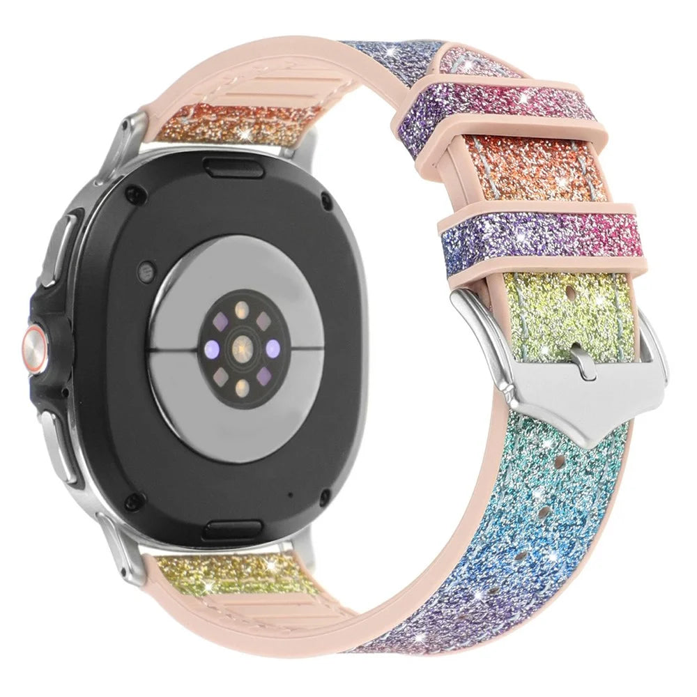 Glitter Decor PU + Silicone Strap for Samsung Galaxy Watch8 Classic 46mm  /  Watch8 44mm  /  40mm Replacement Watch Band - Rainbow - 1