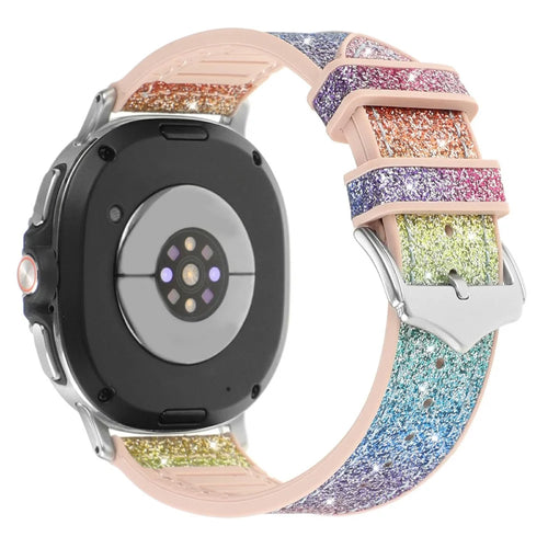 Glitter Decor PU + Silicone Strap for Samsung Galaxy Watch8 Classic 46mm  /  Watch8 44mm  /  40mm Replacement Watch Band - Rainbow - 1