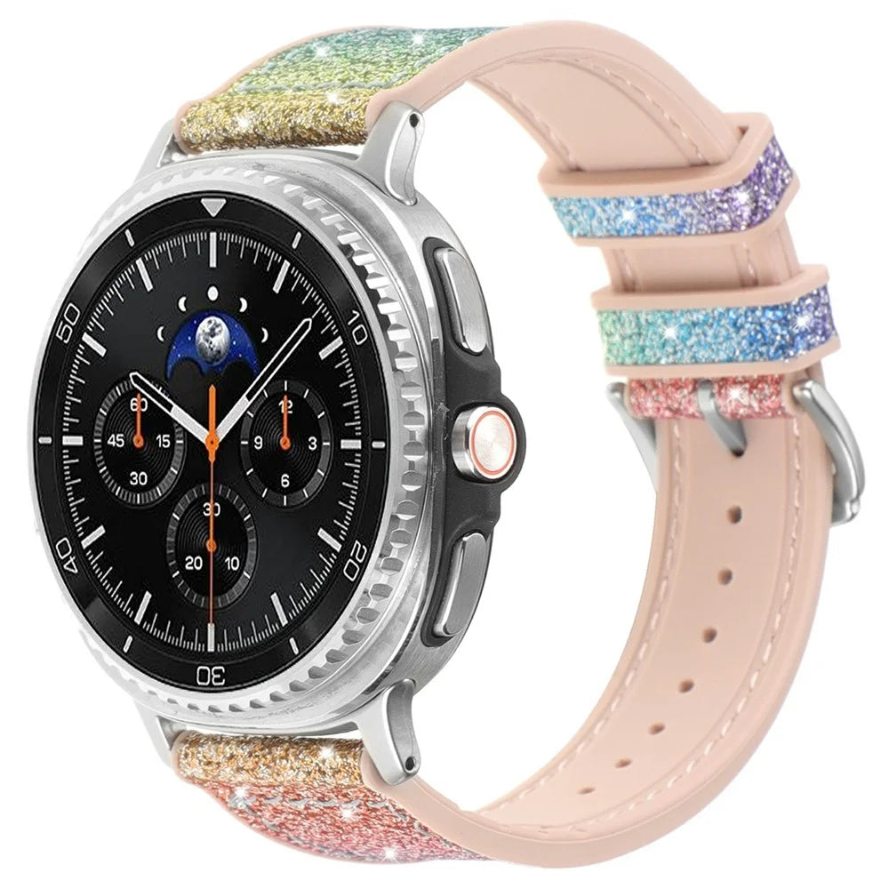 Glitter Decor PU + Silicone Strap for Samsung Galaxy Watch8 Classic 46mm  /  Watch8 44mm  /  40mm Replacement Watch Band - Rainbow - 2