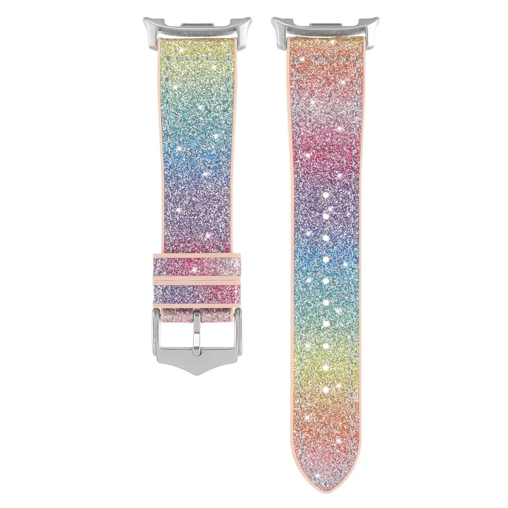 Glitter Decor PU + Silicone Strap for Samsung Galaxy Watch8 Classic 46mm  /  Watch8 44mm  /  40mm Replacement Watch Band - Rainbow - 3